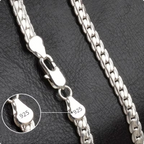 925 Sterling Silver 6MM Sideways Chain Necklace, Gold or Silver