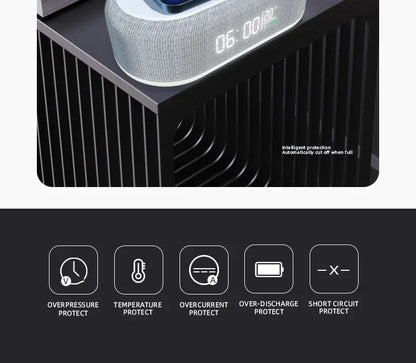 Wireless alarm clock with phone charger, bedroom lamp, night light, and thermometer, compatible with iPhone 13-17, by Prime Deal Zone.