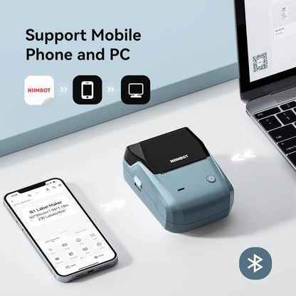 NIIMBOT B1 Mini Bluetooth Label Maker | Portable Thermal Printer for Round, UV & Custom Sticker Labels
