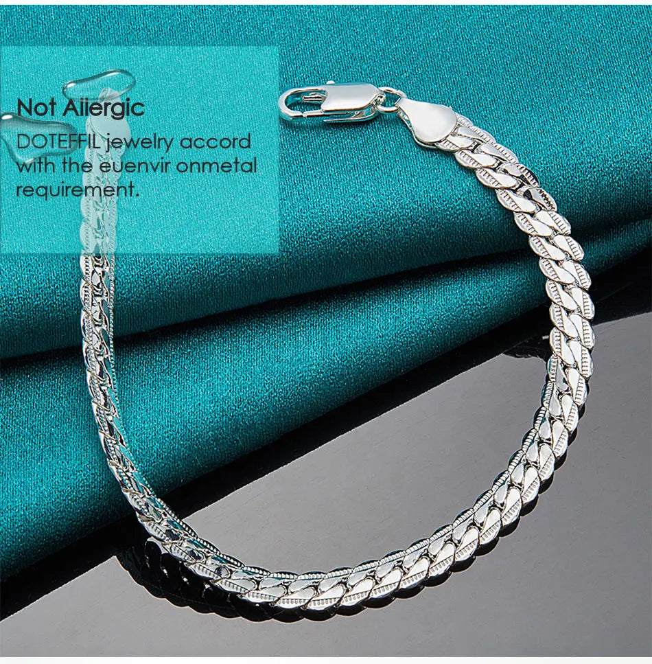 925 sterling silver flat chain bracelet, lobster clasp - view 9