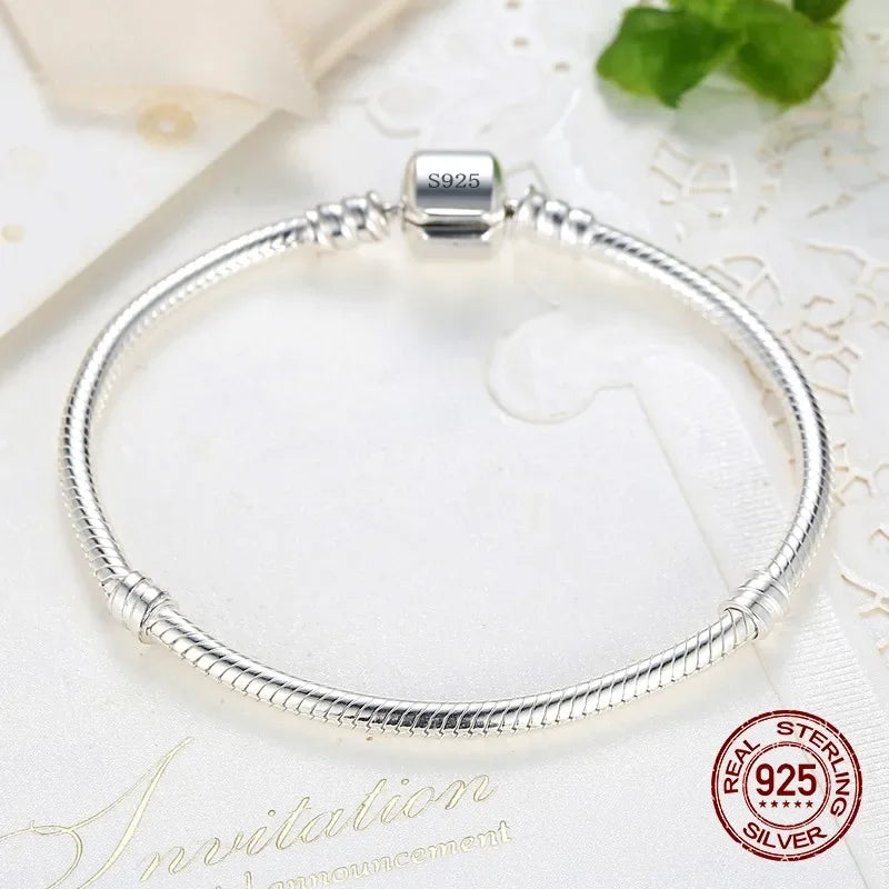 925 sterling silver snake chain bracelet, smooth - view 3