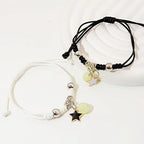 luminous glow bead couple bracelet set, stars moons and hearts - view 8