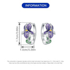 Sterling silver purple iris flower hoop earrings - view 6