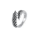 925 sterling silver angel wing and feather adjustable ring - view 5
