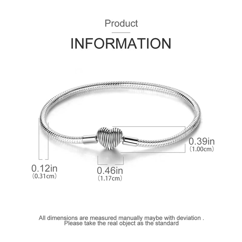 925 sterling silver heart zircon snake chain bracelet - view 15