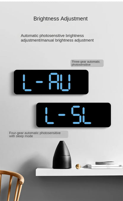 Large digital wall clock by Prime Deal Zone displaying temperature, humidity, week, and adjustable brightness with LED display