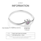 silver-plated peach heart zircon charm bracelet - view 6