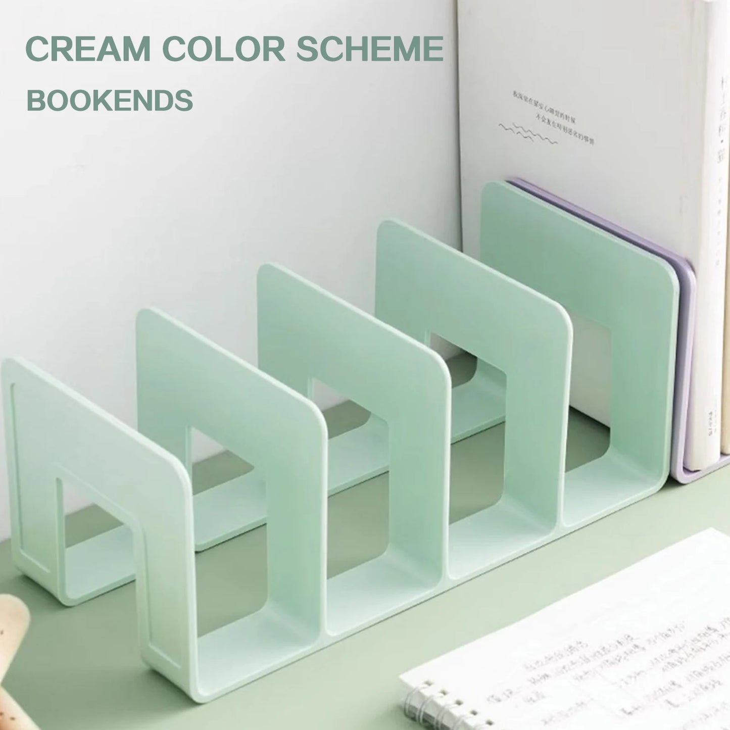 Macaron Colored Vertical Desk File Storage Rack | 4-Compartment Plastic Book & Folder Organizer for Home, School & Office