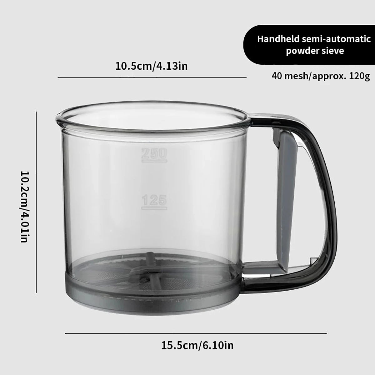 Prime Deal Zone HOMEFISH kitchen cake flour sieve with 40 mesh semi-automatic filter and capacity scale for baking and flour sifting.