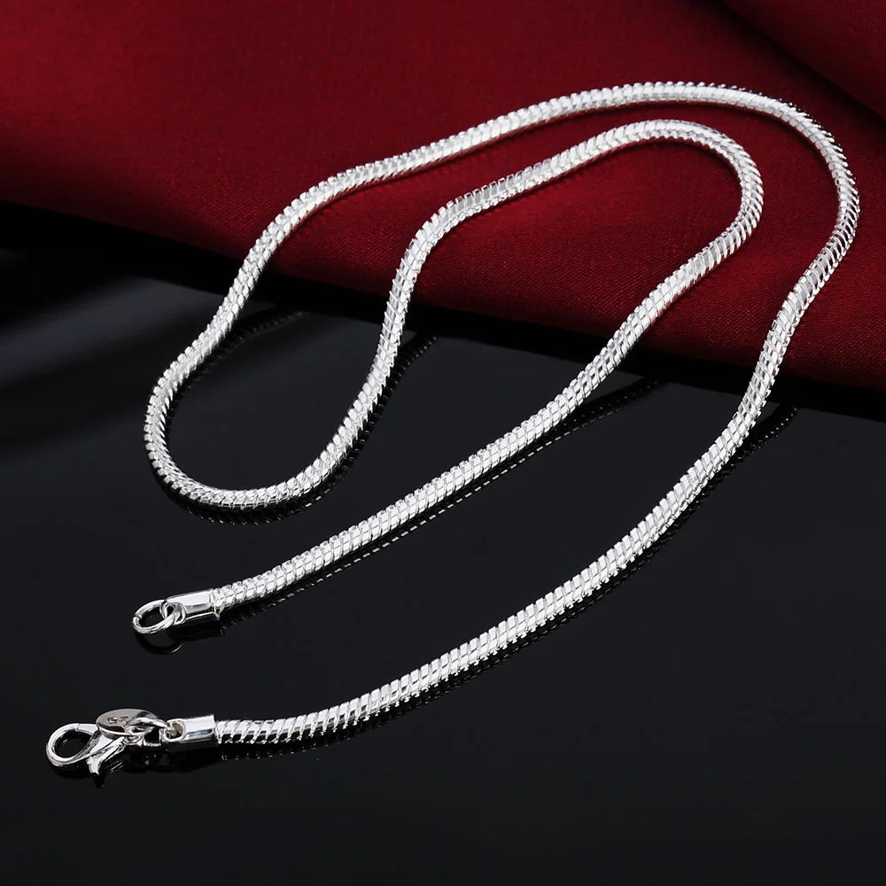 925 Sterling Silver Solid Snake Chain Necklace
