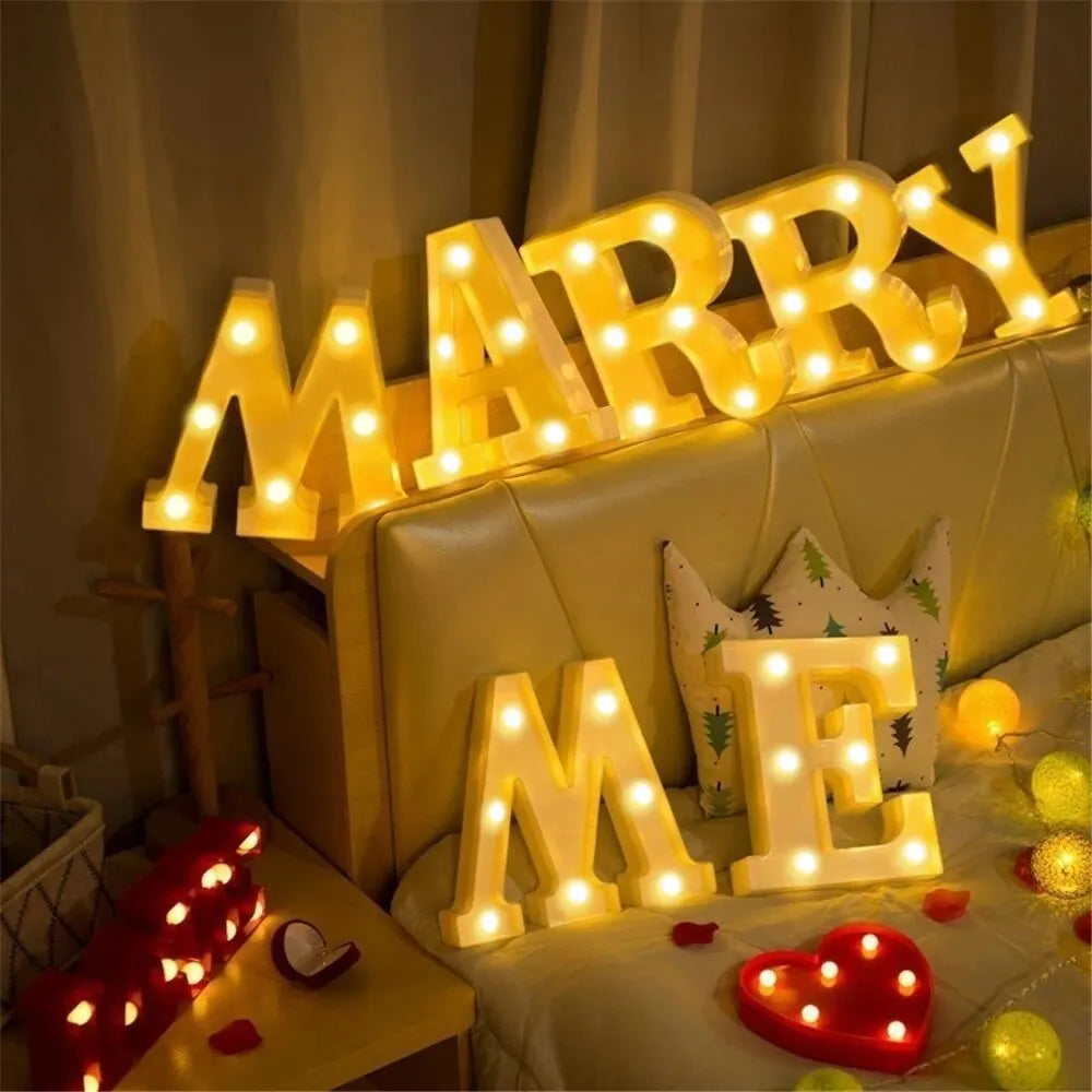 Prime Deal Zone luminous alphabet LED lamp with numbers and letters, perfect for home, wedding, birthday, or holiday party decor.