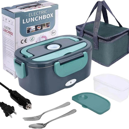 Prime Deal Zone 1.5L 60W electric portable lunch box food warmer with leak-proof design for car or home use.