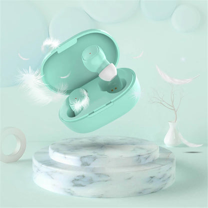 Wireless Bluetooth A6S earphones with touch control, LED display, stereo sound, designed for sports, compatible with Xiaomi and Huawei.