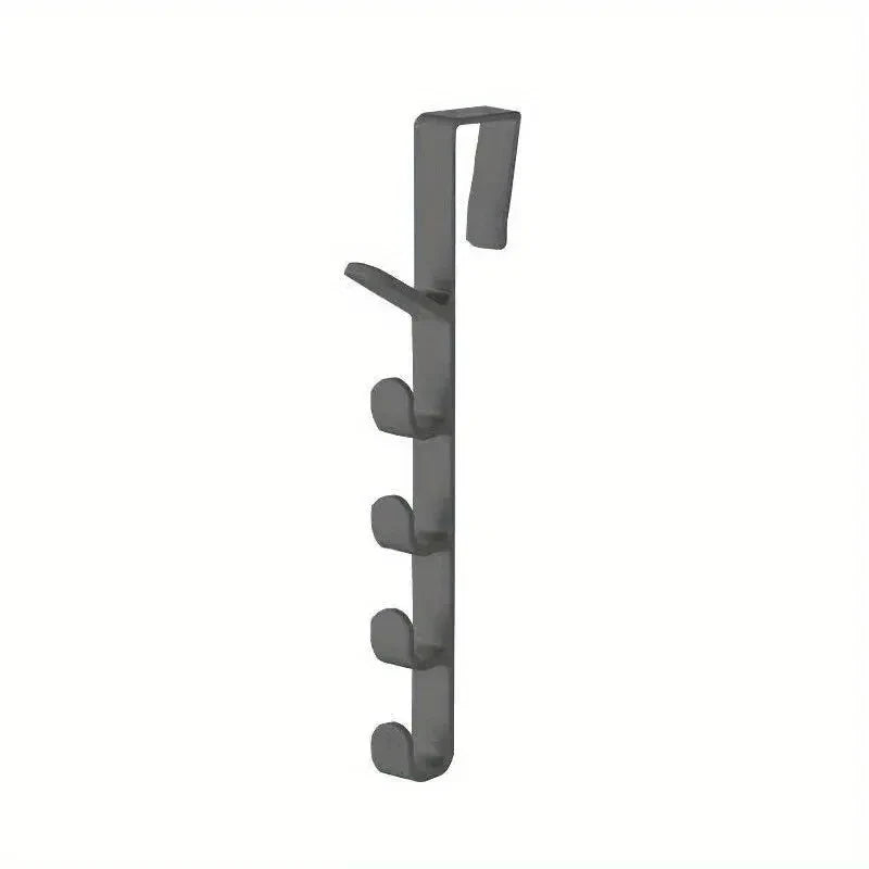 Plastic over-the-door hanger rack by Prime Deal Zone holding purses and bags in a bedroom for home organization.