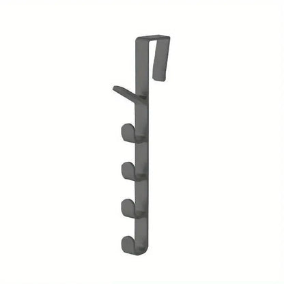 Plastic over-the-door hanger rack by Prime Deal Zone holding purses and bags in a bedroom for home organization.