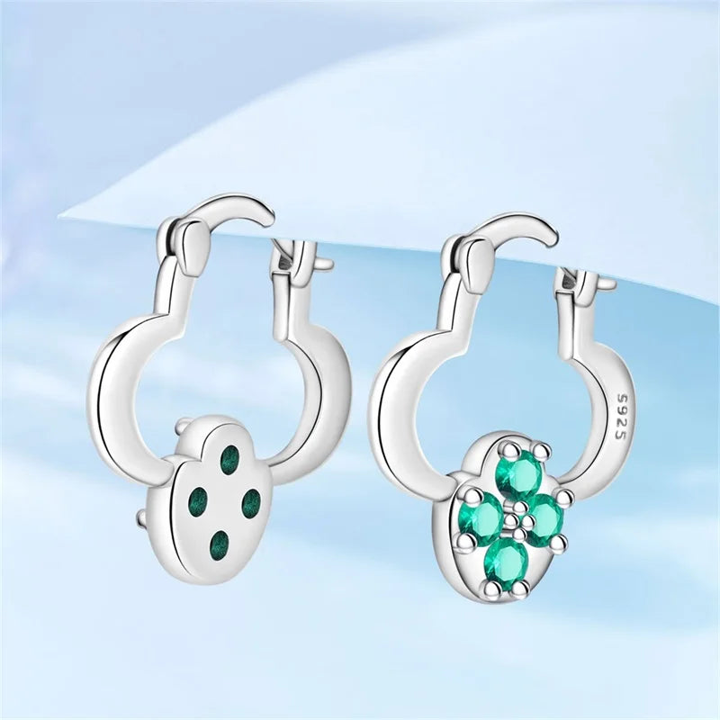 925 sterling silver zircon drop earrings, four-leaf clover and star - view 6