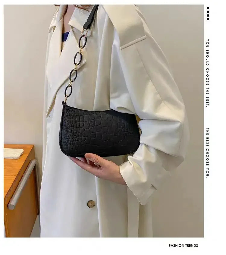 Women's elegant embossed felt handbag with chain strap, multifunctional portable bag by Prime Deal Zone.