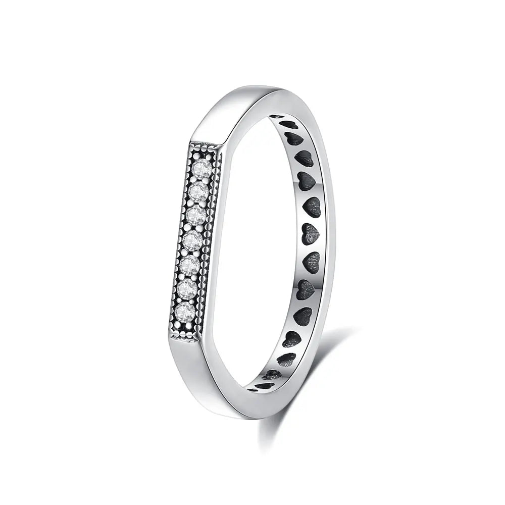 925 Sterling Silver Crown Heart Ring with Zircon