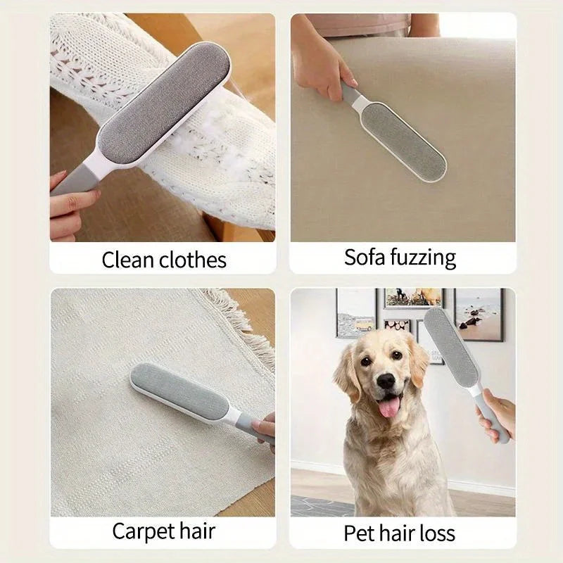 Prime Deal Zone double-sided pet hair remover lint brush for cats, clothing, sofa, furniture, and carpet cleaning with electrostatic sticky surface.