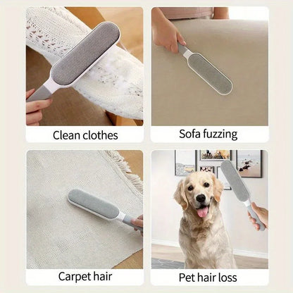 Prime Deal Zone double-sided pet hair remover lint brush for cats, clothing, sofa, furniture, and carpet cleaning with electrostatic sticky surface.