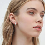 Sterling silver zircon circle stud earrings - view 11