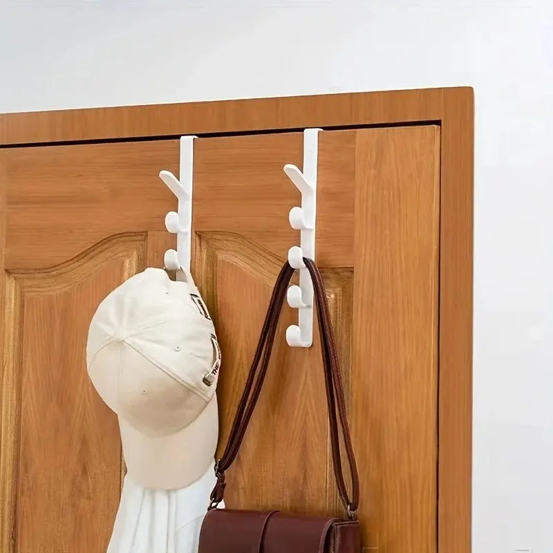 Prime Deal Zone plastic over-the-door bedroom hanger rack with hooks for hanging clothes, purses, and bags for home organization.