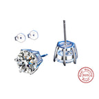 Sterling silver moissanite six-jaw stud earrings - view 7
