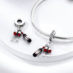 925 Sterling Silver Red Wine & Chili Charm Beads
