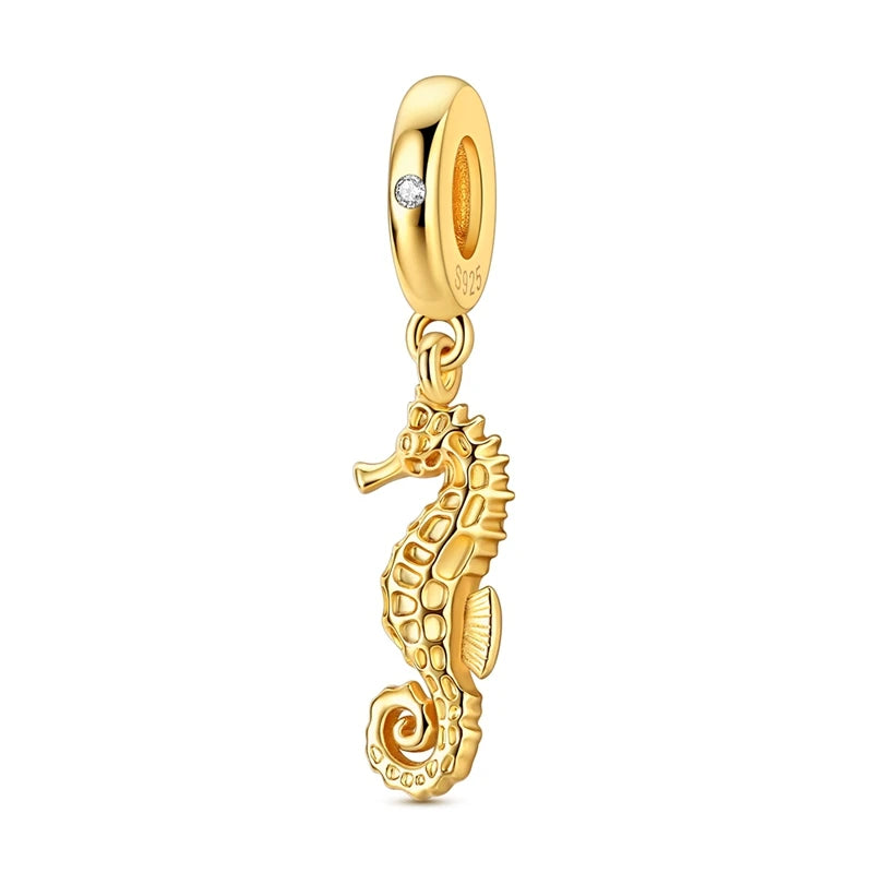 925 Sterling Silver Gold-Tone Charm Beads — Crosses, Bows & Mixed Designs