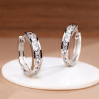 Sterling silver zircon circle stud earrings - view 18