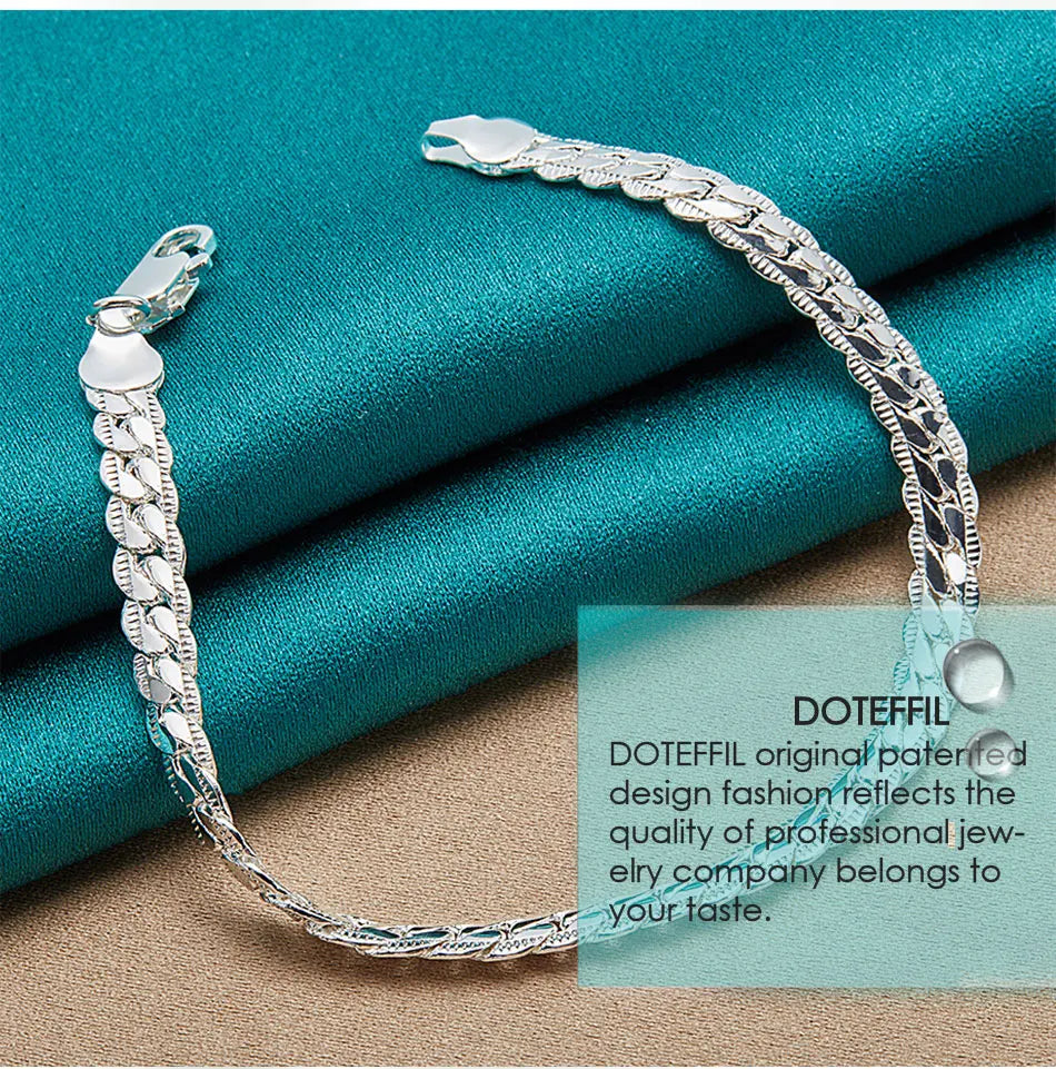 925 sterling silver flat chain bracelet, lobster clasp - view 11