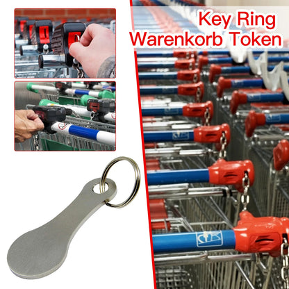 Stainless steel shopping cart token key ring with key hook, portable and durable for daily use, by Prime Deal Zone.