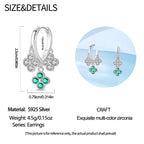 925 Sterling Silver Zircon Drop Earrings — Four-Leaf Clover & Star Designs