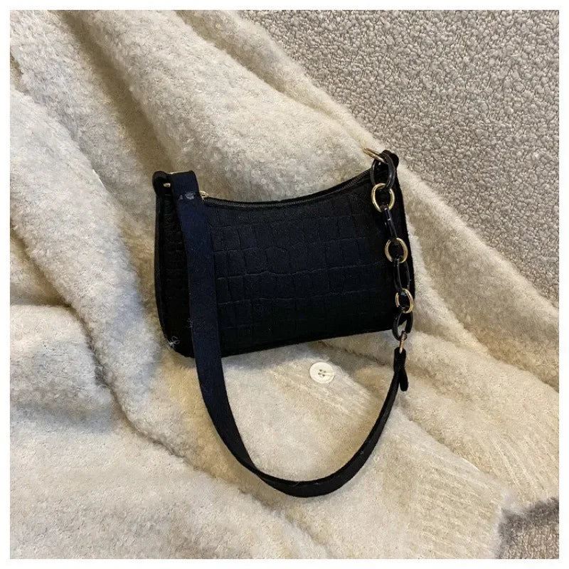 Women's elegant embossed felt handbag with chain strap, multifunctional portable Prime Deal Zone bag for stylish everyday use.