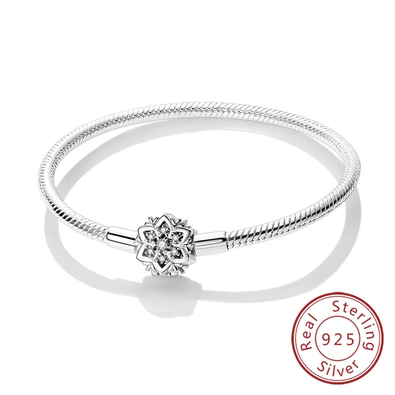 925 Sterling Silver Charm Bracelet — Pavé Zirconia, 17–20cm