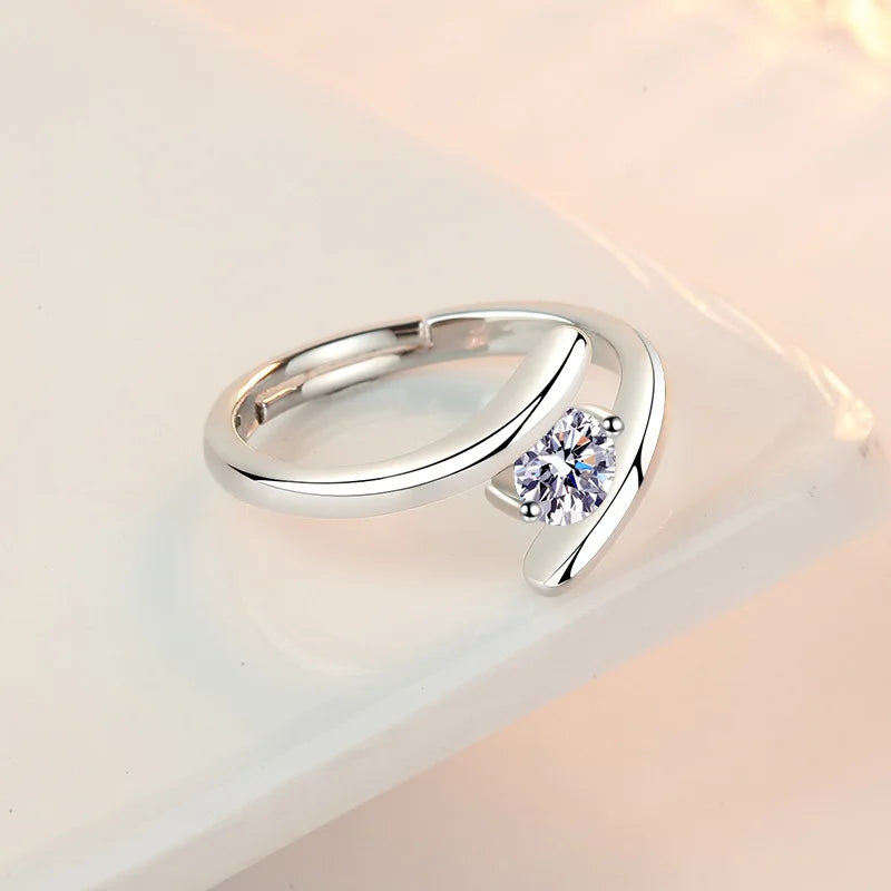 925 sterling silver zircon cocktail ring, geometric tension setting - view 4