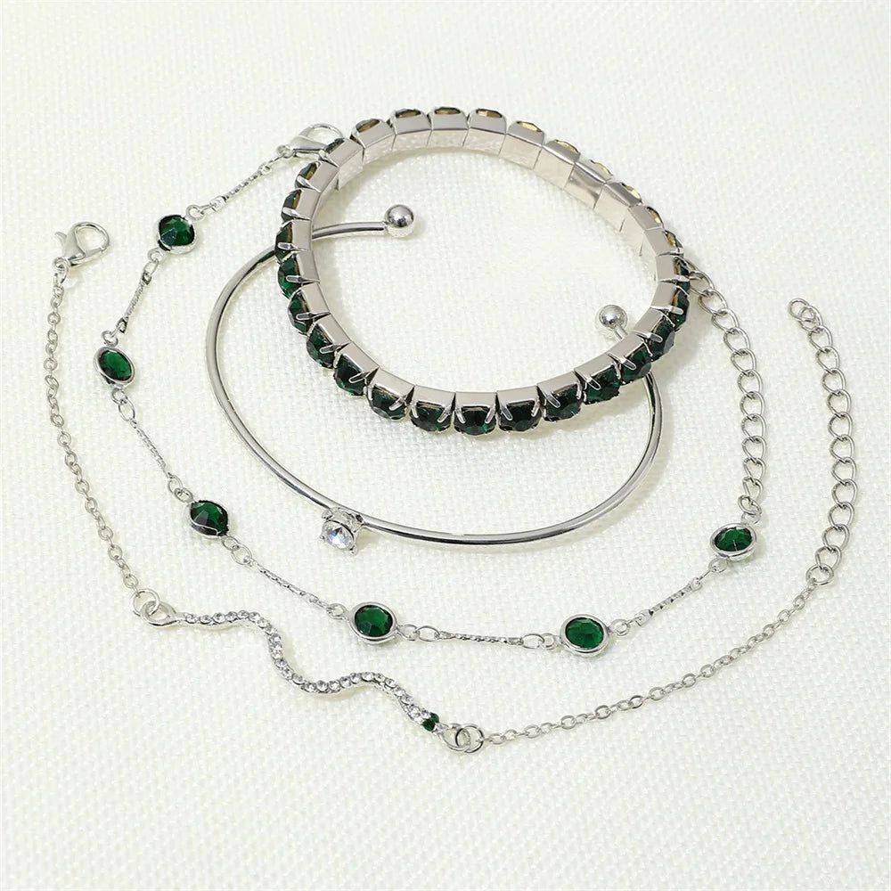 snake and gemstone rhinestone bangle set - view 12