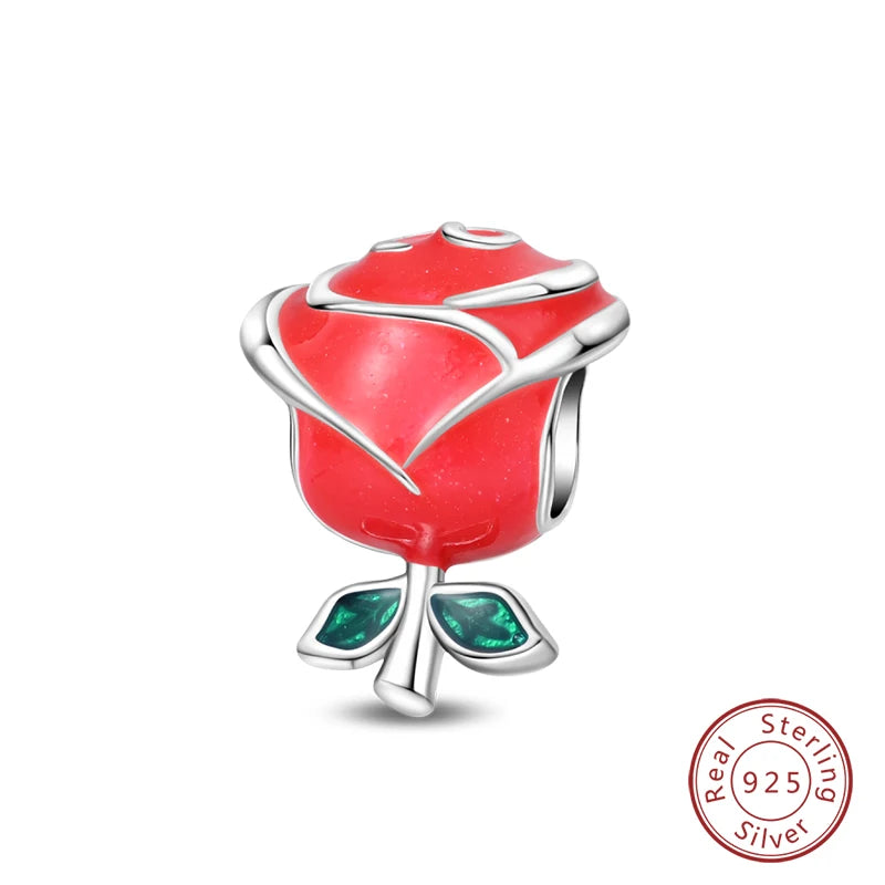 925 Sterling Silver Red Wine & Chili Charm Beads