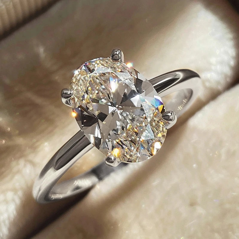 925 sterling silver oval zircon ring, prong set - view 8