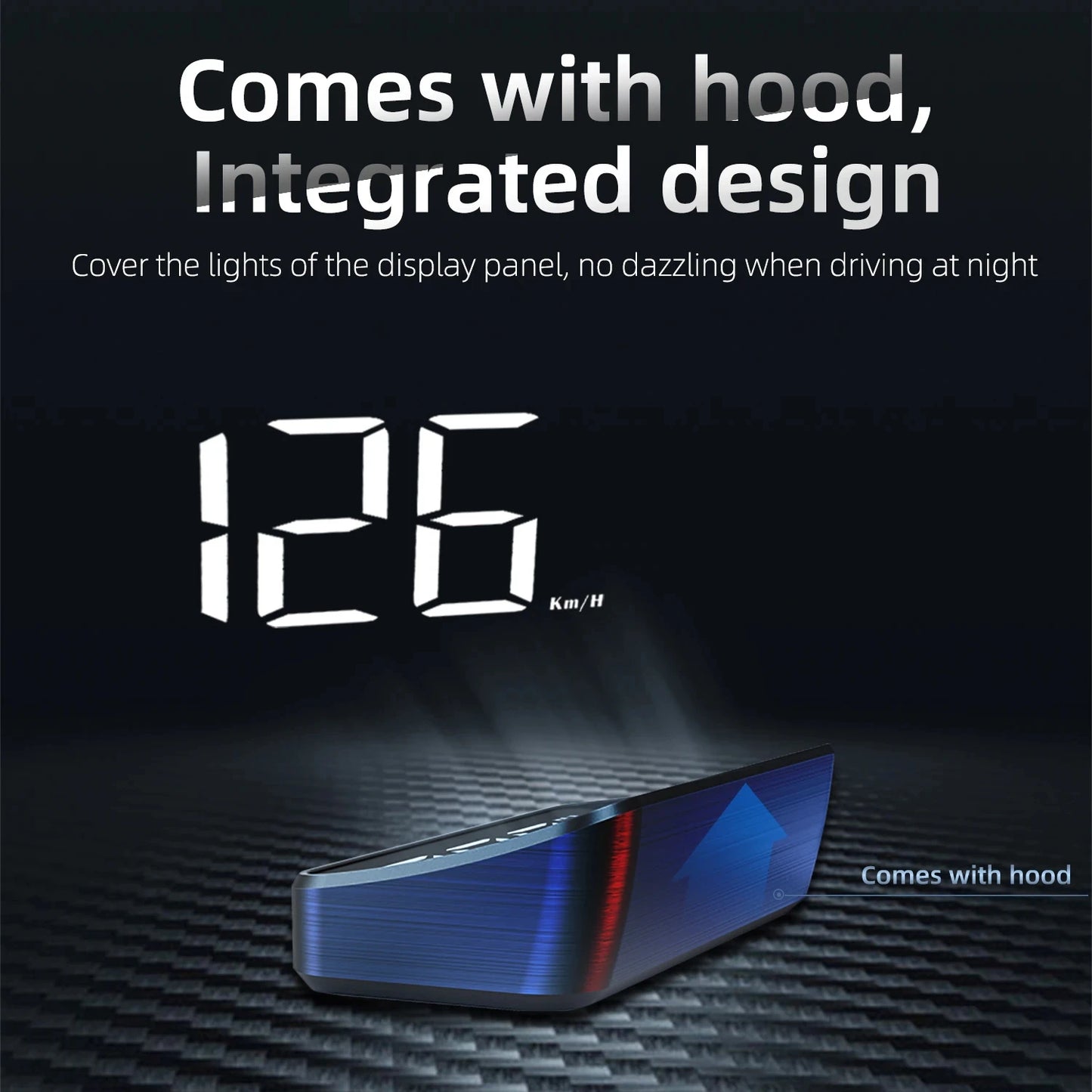 HD Car Head Up Display M2 by Prime Deal Zone showing digital GPS speedometer projected onto windshield in a car.