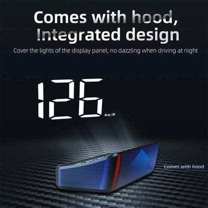 HD Car Head Up Display M2 by Prime Deal Zone showing digital GPS speedometer projected onto windshield in a car.