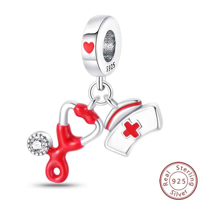 925 Sterling Silver Red Wine & Chili Charm Beads