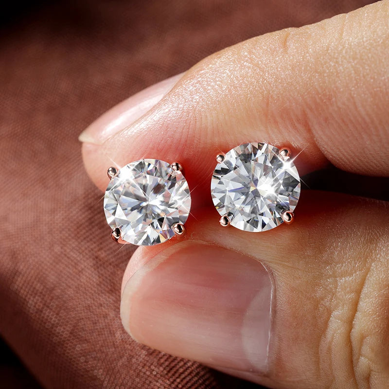925 sterling silver moissanite stud earrings, multi-tone - view 2