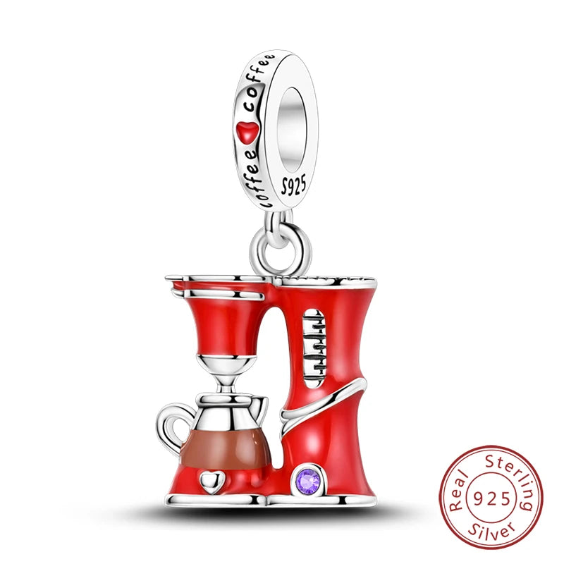 925 Sterling Silver Red Wine & Chili Charm Beads