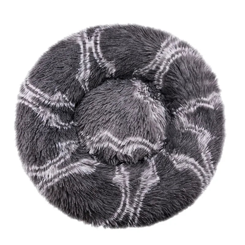 Prime Deal Zone round pet bed in six sizes, plush and soft for large dogs and cats, perfect for winter warmth and cozy sleeping.