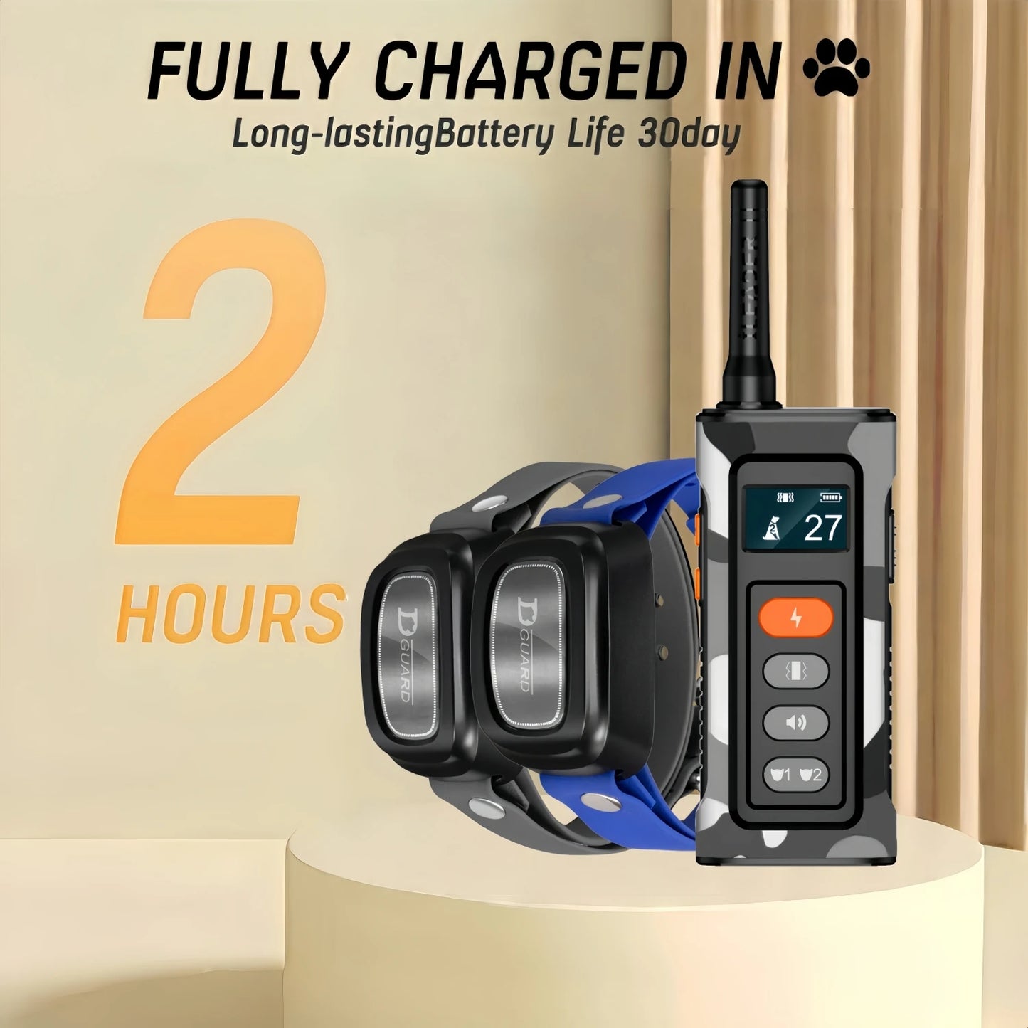 Waterproof Prime Deal Zone dog training collar with remote control, shock and vibration for dogs 8-150lbs, 3300ft range.