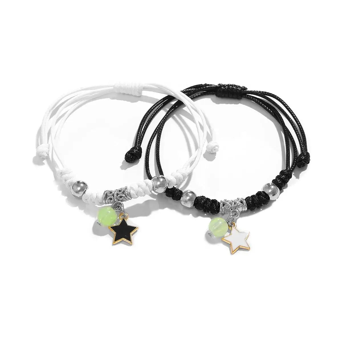 luminous glow bead couple bracelet set, stars moons and hearts - view 11