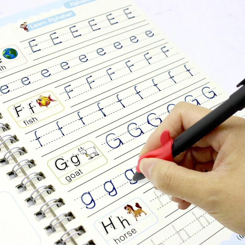 Prime Deal Zone Sank Magic Practice Copybook with pen for kids, reusable calligraphy writing book for preschool children.