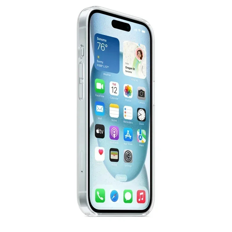 Transparent silicone magnetic case for iPhone 17, 16, 15, 14, 13, 12, 11 Pro Max, XS, XR, with MagSafe compatibility by Prime Deal Zone.