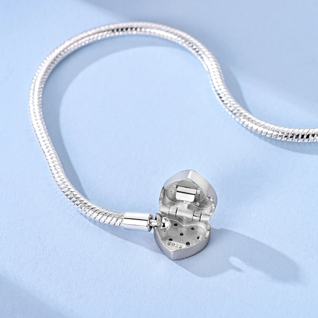 925 Sterling Silver Heart Zircon Snake Chain Bracelet — Multiple Designs, 17–20cm